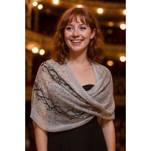 Kashkha Rhinestone Scarf‎ Wrap Shawl Snakeskin Print Lightweight 100x23